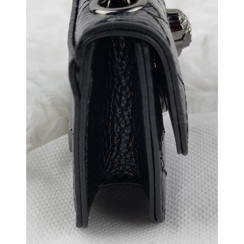 Designer Micro Mini Purse Black Crossbody 24" Chain Magnetic Snap Bag Eagle New - Picture 3 of 10
